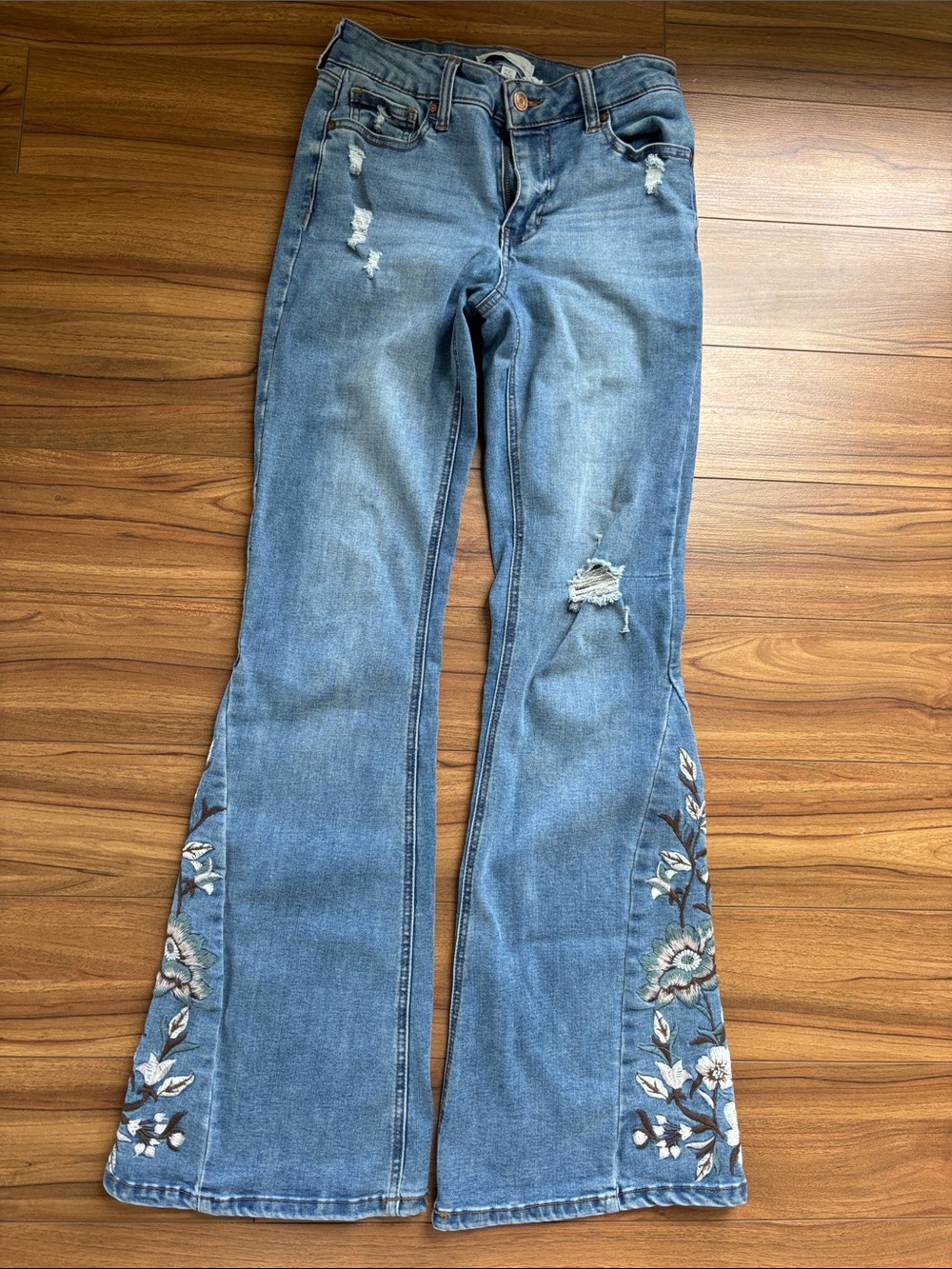 Embroidered Flare Women’s Jeans in Light Blue